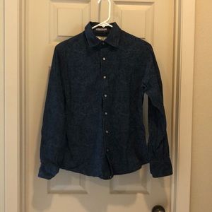 Dark Blue Paisley Button Down